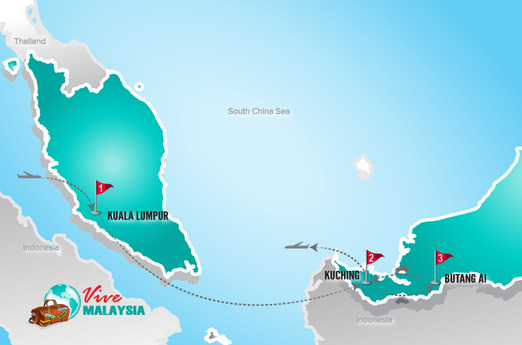 Malaysia Reisen | Landkarte Rundreise Borneo